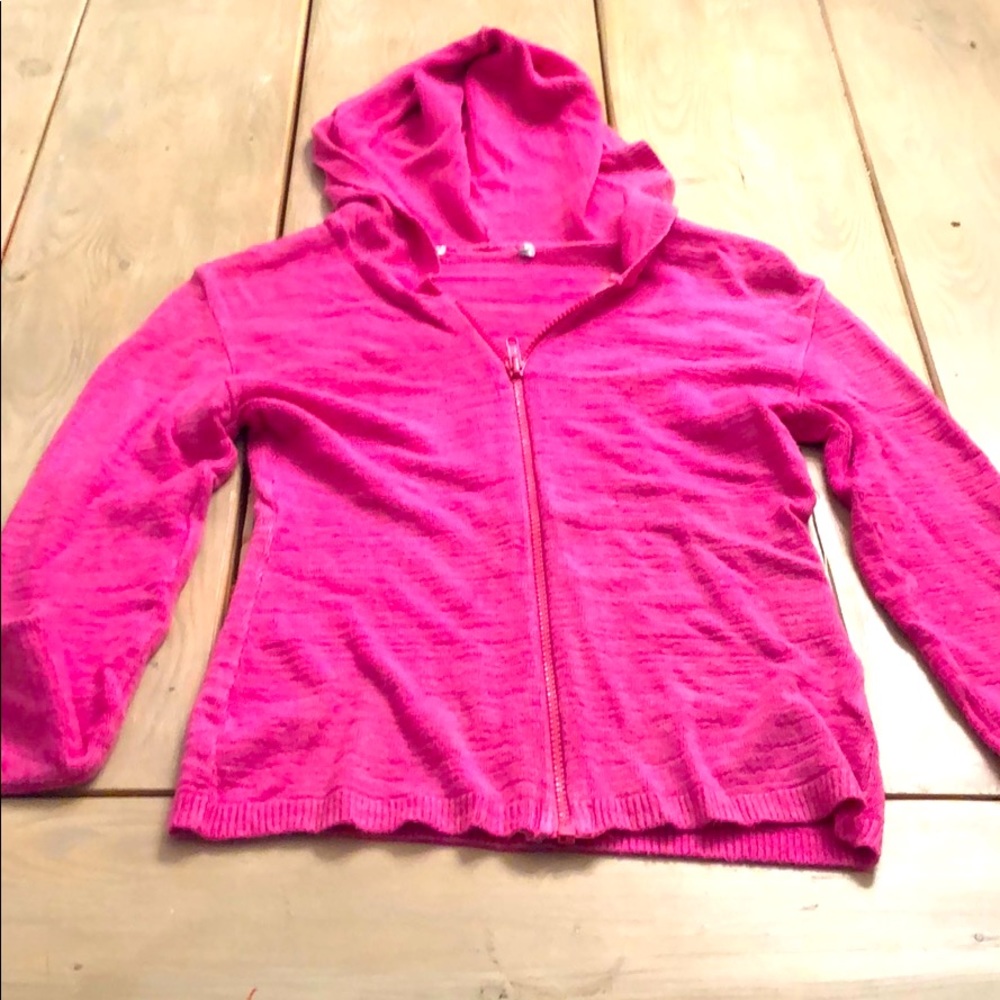 Bright pink cardigan